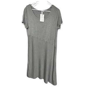 Cable & Gauge Grey White Stripe Knit Dress Large